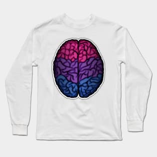 Large Bisexual Pride Flag Colored Brain Vector Long Sleeve T-Shirt